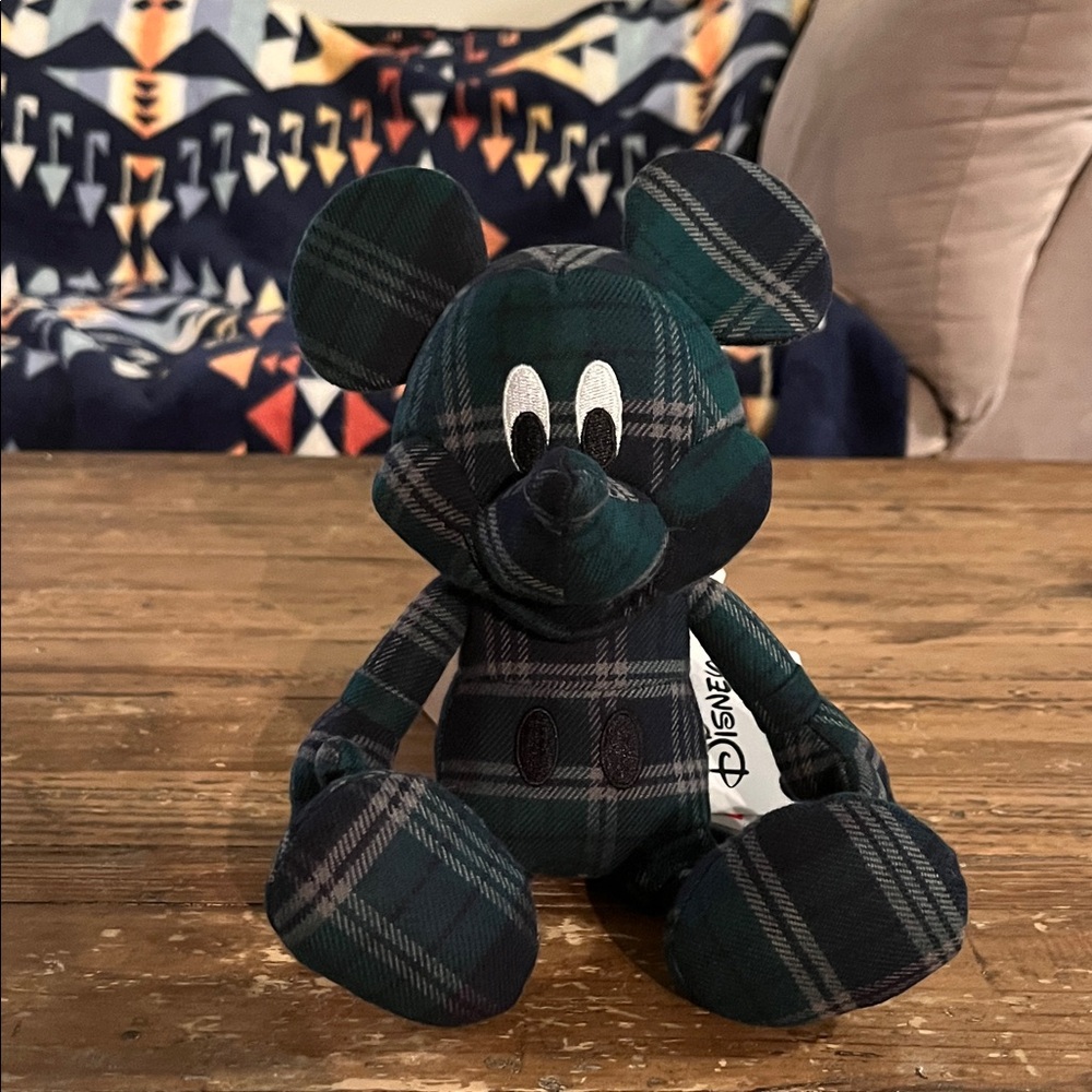 Uniqlo x Disney  Plaid Mickey Mouse Plush - Green and Black